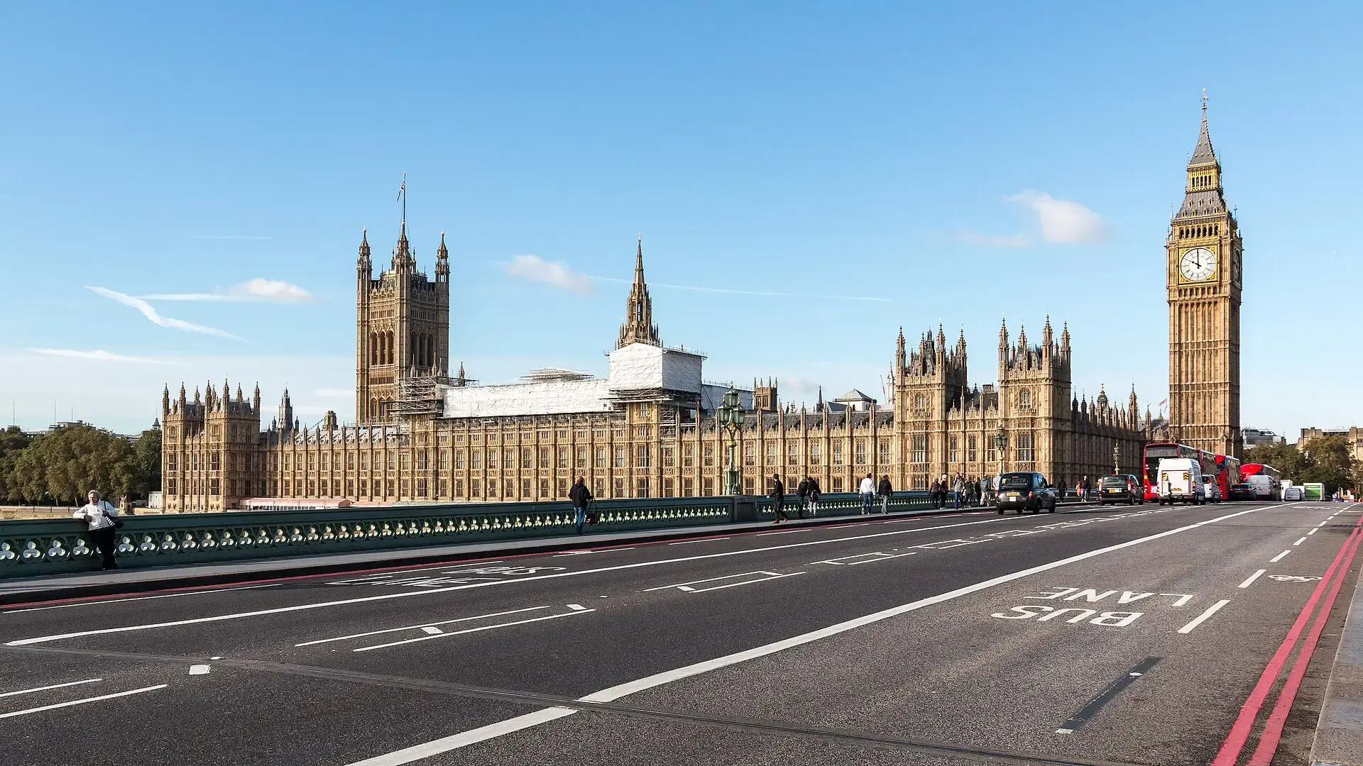 The Palace of Westminster seen from Westminster Bridge, London